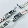 20 mm bredd 904L Solid rostfritt stål Watch Band Borstad polerad ostronjubileumarmband vikningsspänne glidlåset 240311