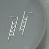 Dangle Küpe Seyirci S925 STRING Silver Zirconia Kadınlar Minimalist Geometrik Kişiselleştirilmiş INS Tasarımı