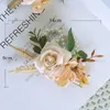 Flores decorativas yan champanhe casamento noiva buquê argola de ouro para dama de honra corsage homem boutonniere país qua decorações