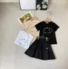 2024 Summer boys girls clothes sets designer kids triangle letter printed short sleeve tops shorts skirt 2pcs children casual outfits S1285