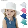 Breda randen hattar hink hattar sommarhatt för barn baby sun hatt pojkar c barn panama unisex strand flickor hink hattar tecknad spädbarn cs uv skydd l240402