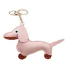 Chaveiros Mini Dachshund Dog Keychain PU Couro Animais Chaveiro Pendurado Ornamento Drop