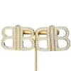 Joyería Pendiente bb Pendientes en forma de B Letra exagerada con incrustaciones de diamante Latón Luz de lujo Pendientes de aguja de plata s925 Pendientes para mujer