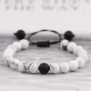 Strand Adjustable 8mm Black And White Yin Yang Beads Bracelet Natural Stone Couples Distance Bracelets & Bangles Women Men Gift Jewelry