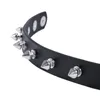 Комплект ожерелья и серег с пряжкой-гвоздиком и шипами-гвоздиками, черный браслет из искусственной кожи для мужчин и женщин