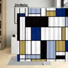 Tende da doccia Creativo geometrico blu bianco quadrato nero modello di linea splicing tenda da bagno tessuto moderno arredamento per la casa bagno