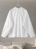 Camicia bianca da donna casual in puro cotone Camicia bianca ampia monopetto monopetto Oneck Camicetta da ufficio a maniche lunghe femminile Primavera 240322