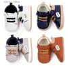 Första vandrare First Walkers Born Baby Shoes Boy Girl Ic Leather Rubber Sole Anti-Slip Toddler Spädbarn L240402