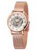 Montres-bracelets en or rose petite montre en acier cadran blanc mécanique et mouvement automatique montres pour femmes pour hommes