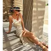 Kintted Cover Up Beach Sexy See Through Maxi Slit Bodycon Letnia sukienka Bikini Bikinis Bez pleców Elegancka kantarka plażowa