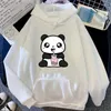 Kvinnors hoodies söta panda dricka pärlmjölkmönster tryckt tröja kawaii harajuku utomhus casual hoodie topp