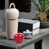 Garrafas de armazenamento 4 pcs Apple Jar Recipiente de chá Metal com tampa selo redondo recipiente de alimentos em forma de folha de flandres