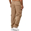 Pantalon Cargo pour hommes, bouton d'été, fermeture éclair, taille extensible, ample, décontracté, multi-poches, droit, vêtements de sport en plein air, 2024