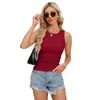 2024 Women's Tank Top Summer Sleeveless High Neck Ribbed Knitted Slim Fit Side Pleats Sling floral skirt vacation beach