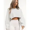 Gym kleding vrouwen lange mouw korte y2k crop top mode ronde nek gebreide sweatshirts dames lente herfst massief kleur losse trui