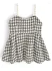 Women's Tanks Spring 2024 Japanese Style All-matching Outer Sleeveless Crop Top Sweet Pearl Shoulder Strap Houndstooth Sling Vest