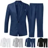 Trajes para hombres Blazers de boda Conjunto Elegante 2 piezas Chaquetas Chaleco Pantalones Negocios de lujo Abrigos completos formales Ropa masculina Traje 240318