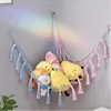 Sacs de rangement en peluche jouet Net mur coin suspendu hamac macramé tissé à la main en peluche poupée sac en maille