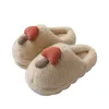 Pantofole con suola spessa autunno inverno simpatico fungo in cotone per coppia femminile per interni ed esterni antiscivolo per la casa in peluche EVA