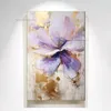 100% handgjorda lila blommor texturerad modern duk målning abstrakt oljemålning väggdekor vardagsrum kontors väggkonst som bästa gåva