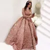 Abiti da festa di lusso Arabia Saudita Abito da sposa Sposa Fantasia Paillettes Colletto alla coreana Sera a maniche lunghe Elegante Prom Dres A077