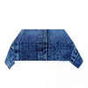 Tischdecke, rechteckig, wasserdicht, ölbeständig, blaue Jeans-Textur, Tischdeckenrückseite, elastische Kantenabdeckung, 114,3–127 cm, Passform Denim