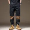 Мужские брюки, комбинезоны с вышивкой, модные модные контрастные цвета, лето 2024, модные универсальные повседневные брюки с завязками на щиколотке