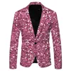 Men's Jackets 3D Glitter Sequin Suit With Pocket Lapel Singel Button Blazer Wedding Party Performance Dress Jacket Male Nightclub Coats