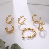 Hoop Huggie 6pcs/set retro Punk Goldチェーンイヤリングセット