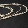 Choker MOON GIRL Mehrschichtige künstliche Perlenkette, lange Halskette, trendige Aussage für Damen, Modeschmuck