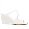 Kvinna Sandal Designer High Heels Anise Wedge Anises 85mm Leather Wedges Sandaler Slide Heels Wedding Dress Pumpar Öppen tå