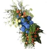 Fleurs décoratives Custom Blue Road Leads Arrangement Rose Artificiel Flower Row Mariage Décor de mariage Backdrop Wall Window Afficher