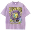 Sunshine Humorous Sun Moon Flower Butterfly Party Donna Top Sport T-shirt casual lavata vestiti alla moda in cotone manica corta allentata 240329