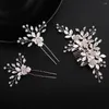 Hair Clips Barrettes Rose Gold Color Floral Bridal Comb Pins Set Crystal Piece Accessories Women Prom Headpiece Drop Delivery Jewelry Oteao