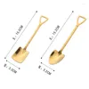 Spoons Creative Metal Ice Cream Coffee Spoon Spade Shell Tea 3 Color Afternoon Dessert Long Handle Kitchen Tool