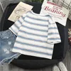 Mulheres camisetas Mulheres Primavera e Outono Mujer Kpop Ropa Tops Harajuku Stripe Estética Gráfico Camisetas Estilo Coreano Vintage Camiseta