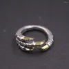 Cluster Rings Real Solid 925 Sterling Silver Band Lucky Men Gift Retro Yellow Carved Dragon Claw Ring