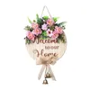Decorative Flowers Spring Farmhouse Welcome Sign Hanging Wreath For Windows Porch Door