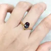 Gems Beauty 14K Gold Plated 925 Sterling Silver Curved Ring Oval 6x8mm Solitaire Color Colund Colundum engagem 240402