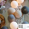 Strings Romantic LED Cotton Ball String Lights Fairy Garlands Wedding Decoration For Home Party Christmas Decor Outdoor Garden