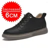 Casual Shoes Men Leather Low Cut Sneakers Breathable Height 3/6CM Invisible Increasing Plus Size 37-47