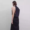 The Row 2024 New Spring/Summer Womens Designは斜めの袖なしのハーフハイネックAラインロングドレスを感じています