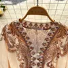 فساتين النساء الربيع 2023 Runway Fashion Paisley Print Vintage Dress V VINCE VINCH