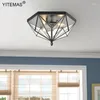 Ceiling Lights Black Light With Glass Lamp Shade In Entryway Hallway Corridor Retro Gold Flush Mount For Bedroom Garage