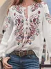 Thin Flower Embroidered Shirts Spring And Summer Fashionable Loose Fitting Bohemian Style Womens Long Sleeved Cardigan Cover Up 240322