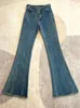 Jeans femininos azul para mulheres sexy cintura alta concurso flare pantalon vintage mujer magro chique estilo americano outono desgastado