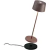 Zafferano Olivia Pro Lampe de table sans fil couleur rouille – Aluminium 3ème génération avec protection IP54 pour utilisation intérieure/extérieure – Base de chargement par contact incluse