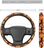 Stuurwielhoezen Halloween Weird Smile Pumpkin Autohoes Universeel 15 Inch Neopreen Interieur Decor Geschikt voor de meeste voertuigen voor vrouwen Mannen