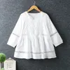 Spring Women Shirt Literary Fresh Hollow out Embroidery Pullover Cotton and linen ONeck Blouse 240402