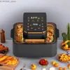 Air Fryers 12 -Liter Digital Home Electric Air Fryer mit einzigartigen quadratischen Edelstahl- und Plastik -LCD -Display -Bildschirm und amerikanischer Stecker Y240402